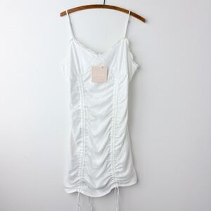 Kittenish Alexa Y2K Lace Mesh Bodycon Dress Large White Coquette Ruched Dollette